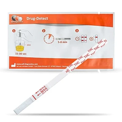 Afbeelding van self diagnostics drugs sneltest cannabis (THC) marihuana hasj cut off: 25 ng/ml 10 teststrips detectie diptest urinetest THC test 5 min drugstest urine