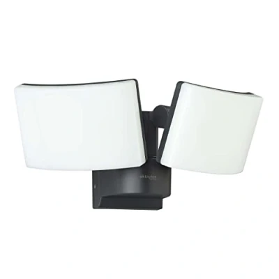 Afbeelding van Oktaplex lighting Cali Dos Led spot voor buiten, 40 W, 2 koppen, buitenspot, wand, IP65, 3000 K, warm wit, schijnwerper, antraciet