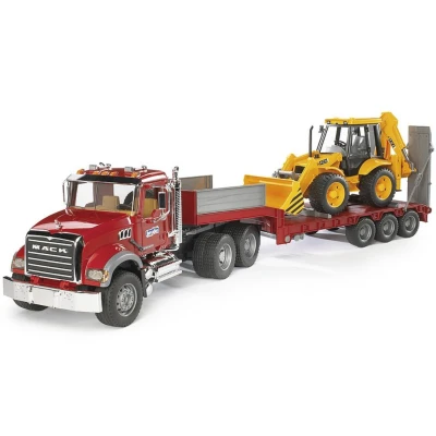 Afbeelding van Bruder Mack Granite wagen + dieplader JCB 4CX baggerlader