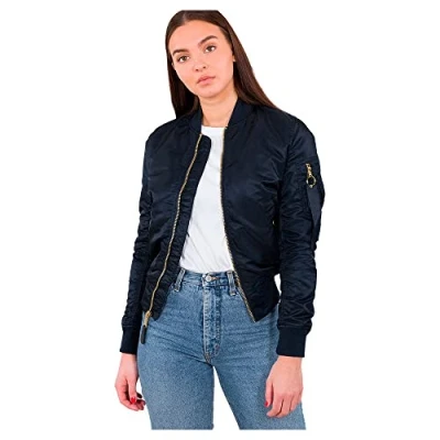 Afbeelding van Alpha Industries MA1 VF LW Bomberjacks, Dames, Maat: Small, Blue/gold