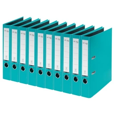 Afbeelding van VON Leitz 10560052 Ordner A4, verpakking van 10 stuks, karton met kunststof omslag, 50 mm rugbreedte, voor 350 vellen, blauwe engel en FSC gecertificeerd, school, studie thuis, turquoise