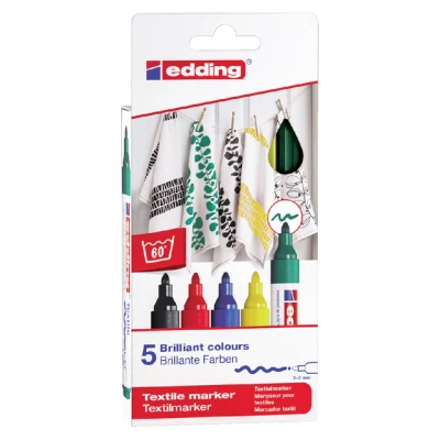 Afbeelding van Viltstift edding 4500 textiel rond 2 3mm basis assorti blister à 5 stuks