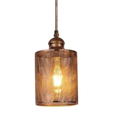 Afbeelding van AIRTWESD Industriële vintage metalen kooi hanglamp E27 plafondlamp LED kroonluchter woonkamer Creatieve lamp retro lampenkap (zonder lamp)