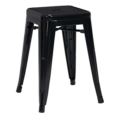 Afbeelding van DUHOME Industriële barkruk, eetkamerstoel, stapelbaar, metalen kruk, bistro zitting, voor keuken, restaurant, woonkamer (zwart, 46 cm)