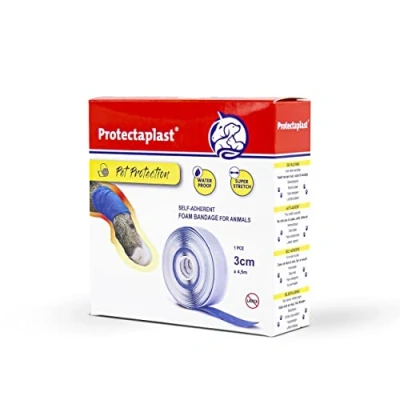 Afbeelding van Protectaplast zelfklevend blauw verband voor huisdieren (3 cm x 4,5 m), zonder latex en lijm honden, katten, paarden, honden kattenverbandmateriaal, wonden gewrichten