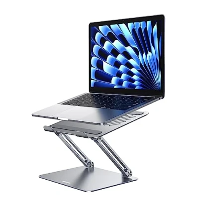 Afbeelding van Laptopstandaard voor Bureau Aluminium Verstelbare Laptophouder, Ergonomische Laptopverhoger met Hitteventilatie Compatibel MacBook Pro Air Dell Chromebook HP Notebook tot 17,3 Inch