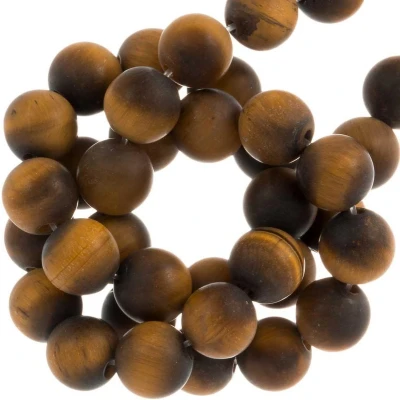 Afbeelding van Tijgeroog Frosted Kralen (8 mm) 48 Stuks