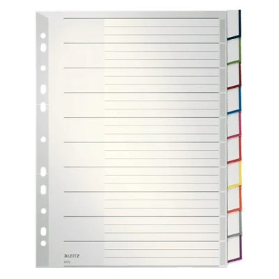 Afbeelding van Leitz 4370 Register Din A4 Bovenbreedte Blanco Polypropyleen Grijs 10 Tabbladen 43700000