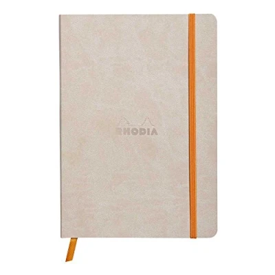 Afbeelding van Rhodia Rama flexibel notitieboek A5 80 vel met stippels, beige, 90 g, elastische band