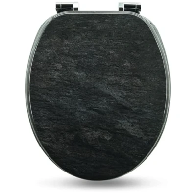 Afbeelding van SANFINO® Premium toiletbril met softclose mechanisme, hoogwaardig toiletdeksel van hout, vele kleurrijke motieven, hoog zitcomfort, eenvoudige montage, granietkleur