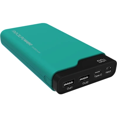 Afbeelding van RealPower PB 15.000C 15.000 mAh Zwart, Groen powerbank