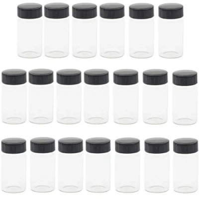 Afbeelding van KAHEIGN 20 Stks Clear Glas Flesjes, ml 2/3 oz Monster Glazen Flessen Met Plastic Schroef Zwarte Cap Transparante Lab Flesjes Container