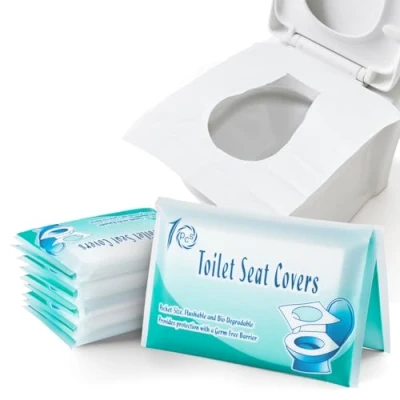 Afbeelding van Ruitena 60 stuks Wegwerpwc beschermers, wc bescherming, bril, afzonderlijk verpakt, antibacterieel, standaardformaat, toiletpot, papier voor kinderen (60 stuks)