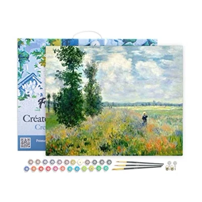 Afbeelding van Figured&#039;Art Schilderen op Nummer Volwassenen met lijst Monet Veld klaprozen Handwerk acrylverf Kit DIY Compleet 40x50cm Canvas al ingelijst