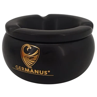 Afbeelding van GERMANUS Asbak voor sigaretten of sigaar, rond 11 cm, in zwart