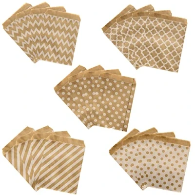Afbeelding van 100 Stuks Bruine Papieren Zakjes, Bruiloft Snoep Cadeau Zak, Cadeauzakje, Gelden voor Bruiloftsnoepjes, Cadeautjes(5 Modellen)