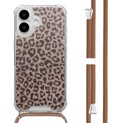 Afbeelding van imoshion Hoesje Geschikt voor iPhone 16 Design met Koord Leopard Mood