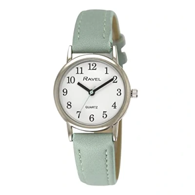 Afbeelding van Ravel Pastelkleurig vrouwenhorloge voor elke dag (zilverkleurig horlogekast 36 mm) Analoge Kwarts R0137.11.1 Groente