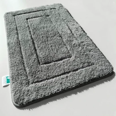 Afbeelding van KARAT Badmat/douchemat ‘Shine’ extra pluizig, sneldrogend, antislip, machinewasbaar Polyester 60 x 100 cm donkergrijs