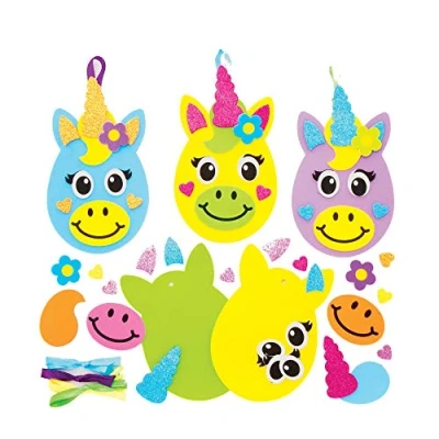 Afbeelding van Baker Ross Paasei Eenhoorn Mix &amp; Match Deco Hanger knutselset voor kinderen (8 stuks) creatieve sets om te knutselen en decoreren Pasen,GEASSORTEERD