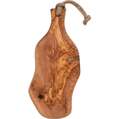 Afbeelding van Bowls and Dishes Pure Olive Wood olijfhouten Borrelplank Tapasplank Serveerplank Rustique met handvat 30 35 cm BBQ tip!
