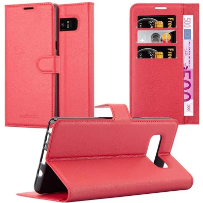 Afbeelding van Cadorabo Hoesje geschikt voor Samsung Galaxy NOTE 8 in KARMIJN ROOD Beschermhoes Cover magnetische sluiting Case