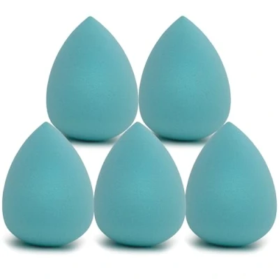 Afbeelding van Intirilife set van 5 make up spons ei in lichtblauw zachte beauty blender voor foundation en concealer
