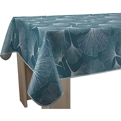 Afbeelding van Le linge de Jules Tafelkleed, vuilafstotend, biloba blauw, rechthoekig, 150 x 300 cm
