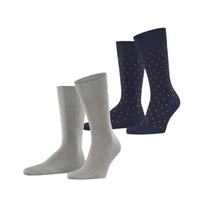 Afbeelding van ESPRIT Heren Sokken Fine Dot 2 Pack M SO Katoen Gedessineerd Multipack Paar, Veelkleurig (Blue Grey 0120), 43 46