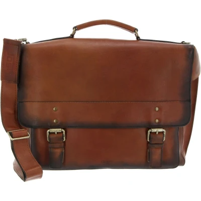Afbeelding van JOST Leren Afzonderlijke gevallen Laptoptas met laptopvak Randers Business Bag Cognac Bruine