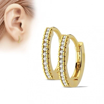 Afbeelding van Oorbellen micro gemmed ringetjes gold plated