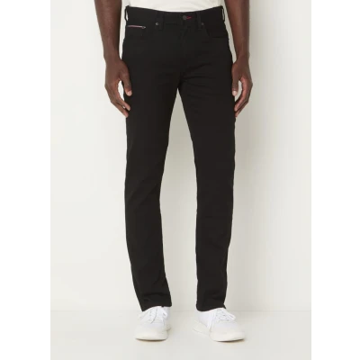 Afbeelding van Tommy Hilfiger Zwarte Straight Fit Jeans voor Heren Essentiële Herenkleding Core Denton Mannen UK Klassieke Stijl Broek Gemaakt van Duurzame Materialen en Katoen, Blauw