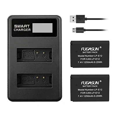 Afbeelding van 2 stuks 1200 mAh LP E12 LPE12 Batterij met batterijlader voor EOS M10,EOS M50,EOS M50 Mark ii,EOS M100,EOS M200,EOS M,EOS M2,Kiss M,Kiss M2