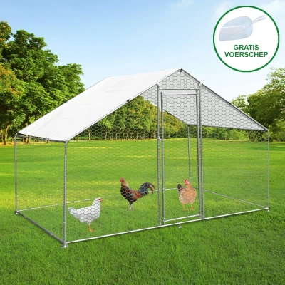 Afbeelding van Vrijstaand Kippenren 3m x 2m Gratis dakbescherming en voedingsschep
