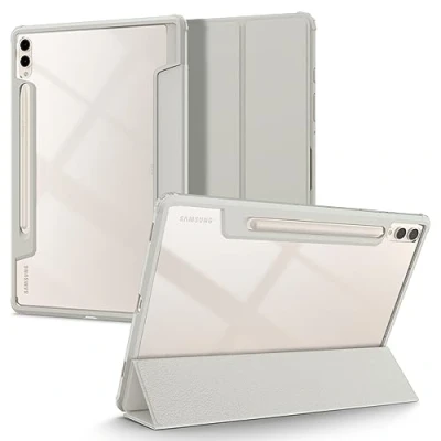 Afbeelding van Samsung Galaxy Tab S9 Plus Hoes: Spigen Ultra Hybrid Pro Bookcase Grijs Kunstleder Tablet Hoezen