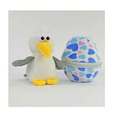Afbeelding van Kögler 75769 Malwin, mini meeuw van pluche in ei, ca. 13 cm groot, klein dier om mee te knuffelen en lief hebben, als cadeau voor kinderen, jongens meisjes