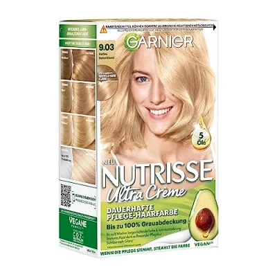Afbeelding van Garnier Intensieve crèmekleuring, grijsdekking, anti uitdroging voor glanzend haar, met 3 voedende oliën, groefscheuren, 9.03 lichte natuurlijke blond, 1 stuk