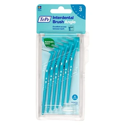 Afbeelding van TePe Angle interdentale borstels blauw (ISO maat 3: 0,6 mm) / gecontroleerde reiniging van de ruimtes tussen tanden ook op moeilijk bereikbare plaatsen 1 x 6 hoek