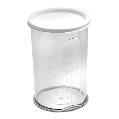 Afbeelding van Universele maatbeker met schaal + deksel 21416 (H15,5 x Ø 9 cm) 700 ml voor staaf /handmixer