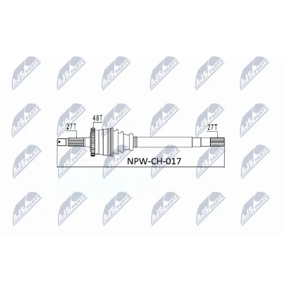 Afbeelding van NTY NPW CH 017 Aandrijfas Vooras links 618mm JEEP: Grand Cherokee II (WJ, WG) 4.0 4x4, 4.7 V8 3.1 TD 2.7 CRD 4x4 1999 2005
