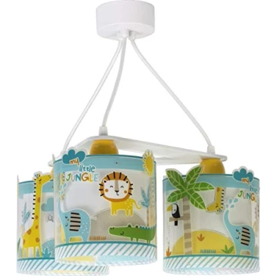 Afbeelding van Dalber Kinder hanglamp plafondlamp kinderkamer kinderlamp 3 lichts My Little Jungle dieren oerwoud