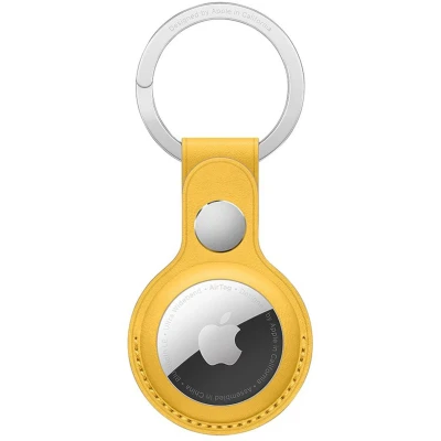 Afbeelding van Apple AirTag Sleutelhanger Origineel Leather Key Ring Geel