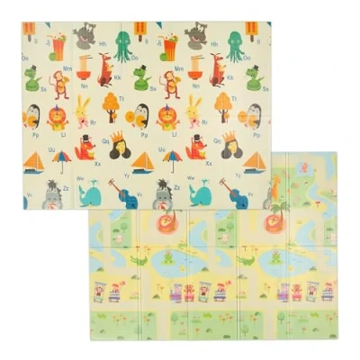 Afbeelding van Relaxdays speelmat opvouwbaar 200 x 150 cm foam dubbelzijdig baby dieren