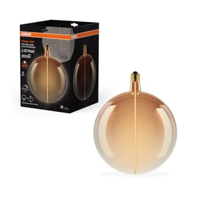 Afbeelding van OSRAM Vintage 1906 Big Globe is a dimmable, decorative lamp with LED filament magnet technology. It offers 4.8 W for 200 lm, E27 socket, Tea Brown glass, mm diameter, CRI 80.