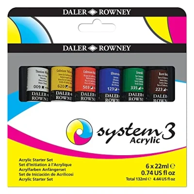 Afbeelding van Daler Rowney SYSTEM3, acrylverf in premium kwaliteit, starterset 6 x 22 ml multi