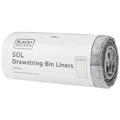 Afbeelding van BLACK+DECKER BXBB00050E 50L vuilniszakken met trekkoord, 20 stuks, 60949