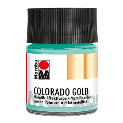 Afbeelding van Marabu 12640005761 Metallic effectverf, Colorado Gold groen zilver 50 ml, op waterbasis, lichtecht, weerbestendig, sneldrogend, voor penselen en stippen absorberende ondergronden