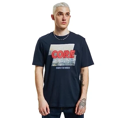 Afbeelding van Jack &amp; Jones Jcobooster TEE CREW NECK Tshirt print, Heren, Maat: Large, Navy blazer