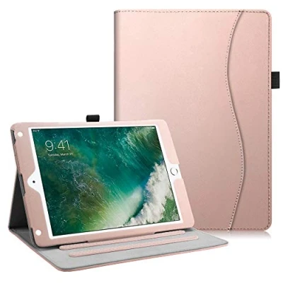 Afbeelding van Fintie Hoes voor iPad 9,7 inch 2018 2017, Air 2, [hoekbescherming] Multi hoekbescherming Standaard Beschermhoes met Gleuven Auto Wake/Sleep, roségoud