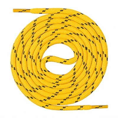 Afbeelding van Mount Swiss Ronde premium veters voor werkschoenen, wandelschoenen en trekkingschoenen polyester ø 4,5 mm zeer scheurvast kleur: geel zwart, lengte: 210 cm.